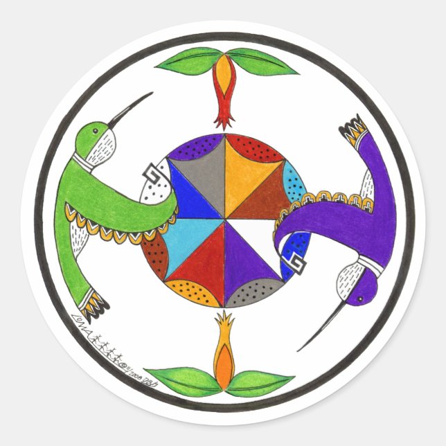 Hummingbirds 1 classic round sticker (Front)