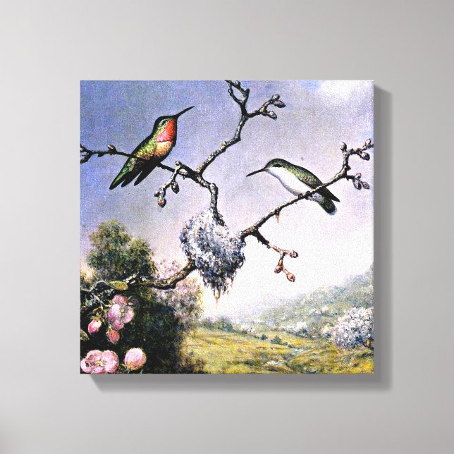 Hummingbirds and Apple Blossoms, Canvas Print (Front)