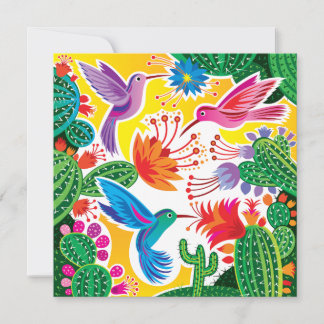 Hummingbirds and Blooming Cacti Postcard