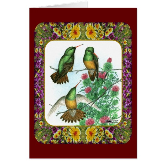 Hummingbirds and Flowers #1 Cards (Front)