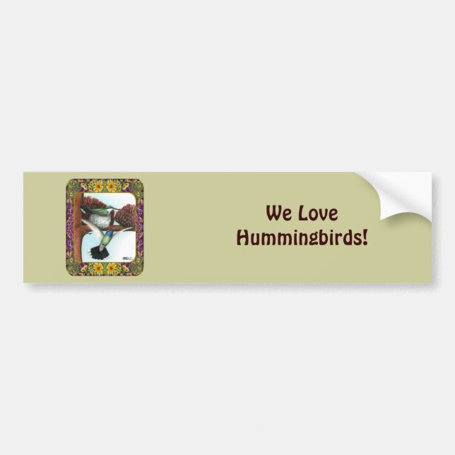 Hummingbirds and Flowers #3 Bumper Sticker (Front)
