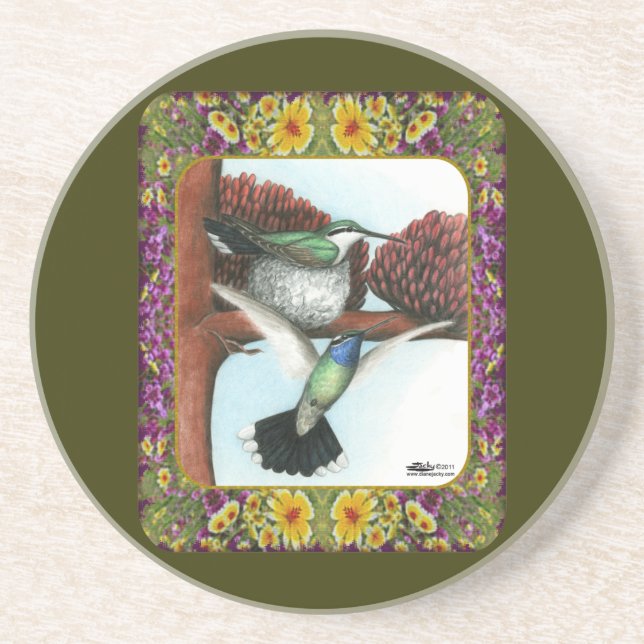 Hummingbirds and Flowers #3 Coaster (Front)