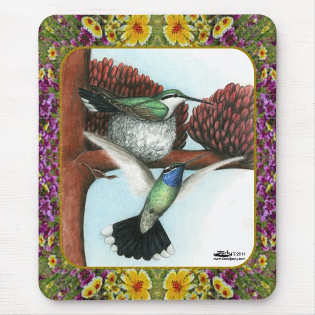 Hummingbirds and Flowers #3 Mouse Pad (Front)
