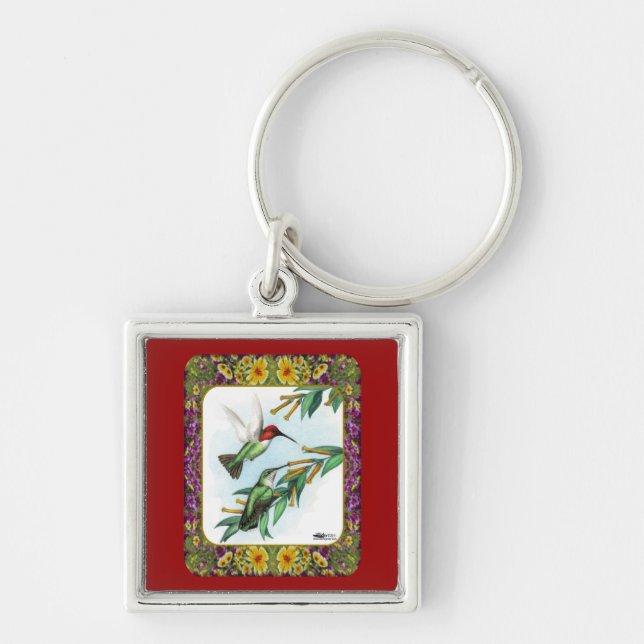 Hummingbirds and Flowers #4 Keychain (Front)