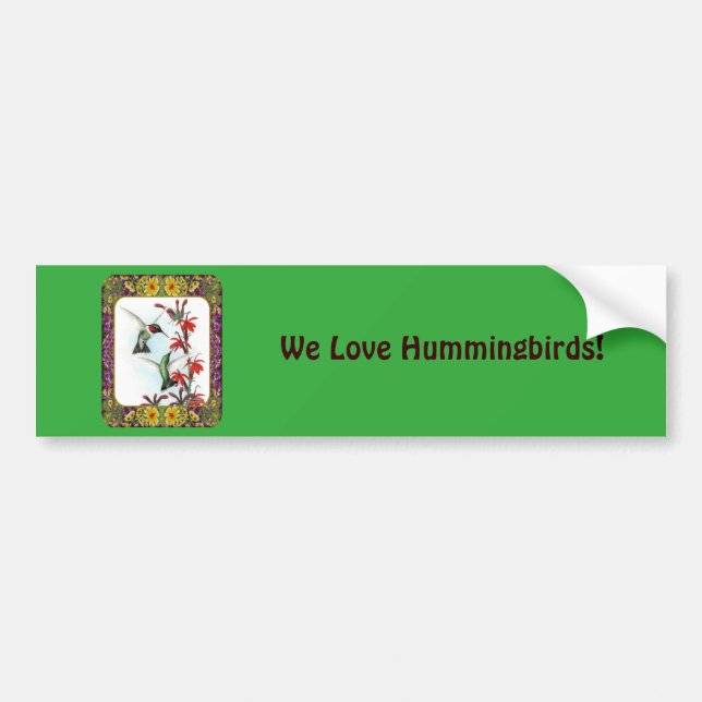 Hummingbirds and Flowers #5 Bumper Sticker (Front)