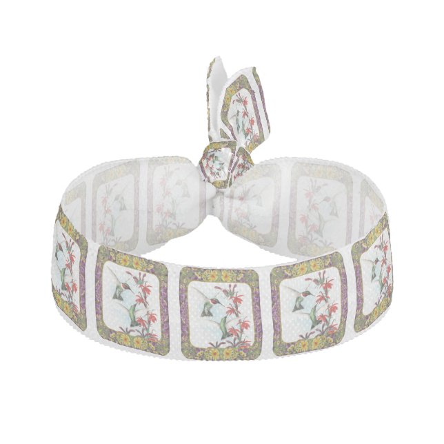 Hummingbirds and Flowers #5 Elastic Hair Tie (Front)