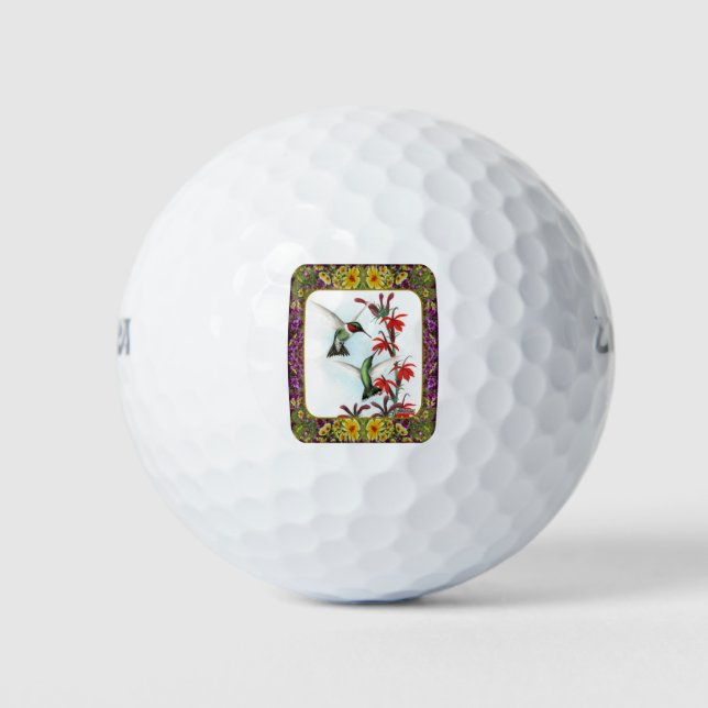 Hummingbirds and Flowers #5 Golf Balls (Front)