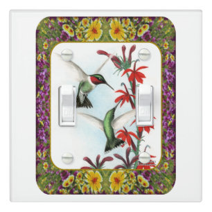 Hummingbirds and Flowers #5 Light Switch Cover
