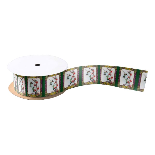 Hummingbirds and Flowers #5 Satin Ribbon (Spool)