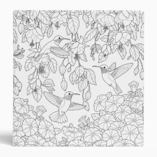 Hummingbirds and Flowers Adult Coloring Page 3 Ring Binder