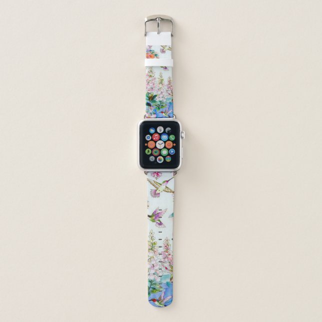 Hummingbirds and Flowers Apple Watch Band (Front)