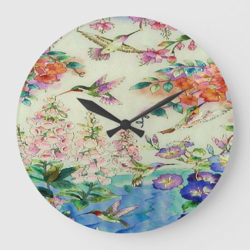 Hummingbirds and Flowers Art Wall Clock _ Awesome