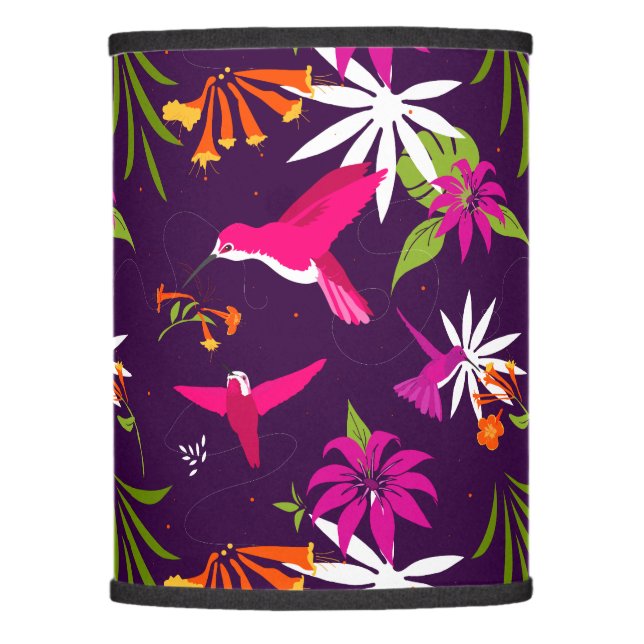Hummingbirds and Flowers Beautiful Tropical Lamp Shade (Front)