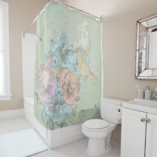 Hummingbirds and Flowers CHANGE BACKGROUND COLOR Shower Curtain