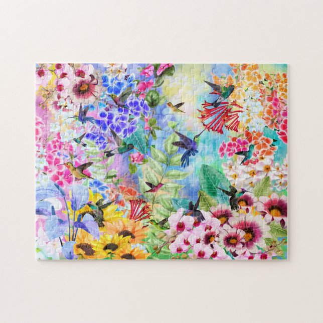 Hummingbirds and Flowers Jigsaw Puzzle (Horizontal)