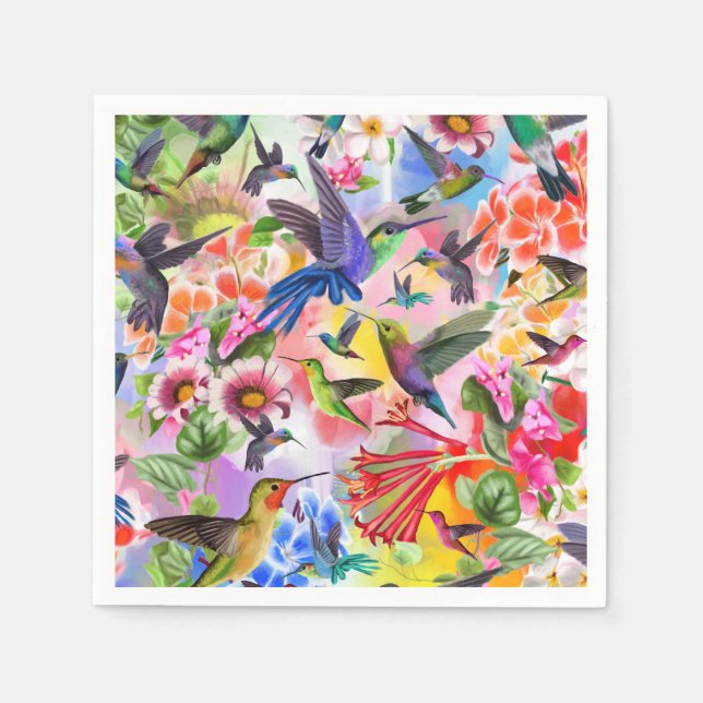 Hummingbirds and Flowers Napkins (Front)