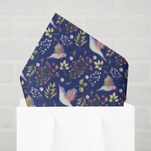 Hummingbirds and Flowers Pattern Custom Background Tissue Paper