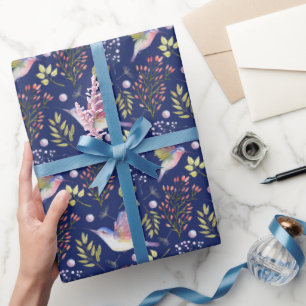 Hummingbirds and Flowers Pattern Custom Background Wrapping Paper