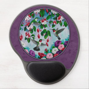 Hummingbirds and Flowers Purple Gel Mouse Pad