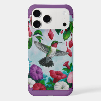 Hummingbirds and Flowers Purple iPhone 17 Pro Max Case
