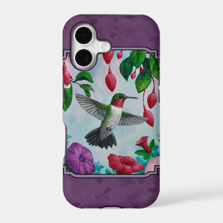 Hummingbirds and Flowers Purple iPhone 17 Case