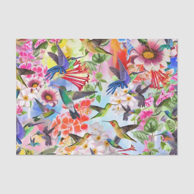 Hummingbirds and Flowers Tissue Paper (Front)