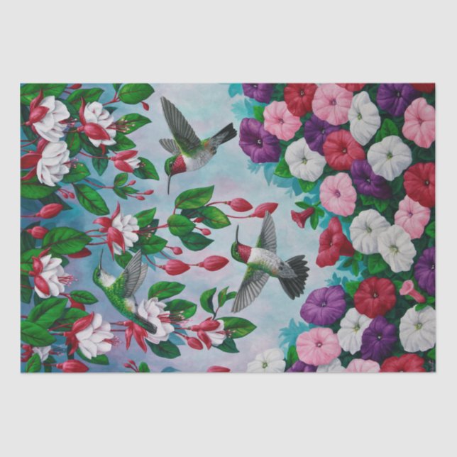 Hummingbirds and Flowers Tissue Paper (Front)