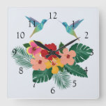 Hummingbirds And Flowers Wall Clock at Zazzle