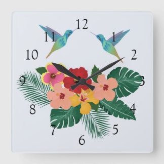 Hummingbirds and Flowers Wall Clock