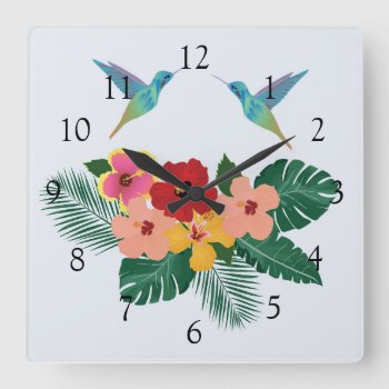 Hummingbirds And Flowers Wall Clock by SweetSarahDreamStore at Zazzle