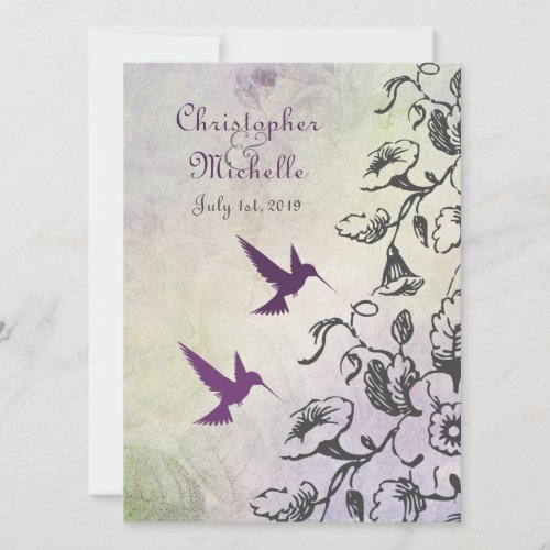 Hummingbirds and Flowers Wedding Invitation