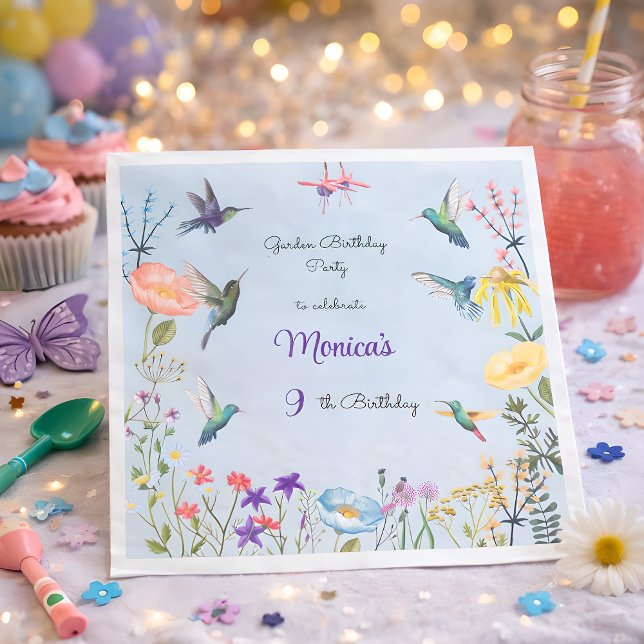 Hummingbirds and Flowery garden birthday party Napkins (Creator Uploaded)
