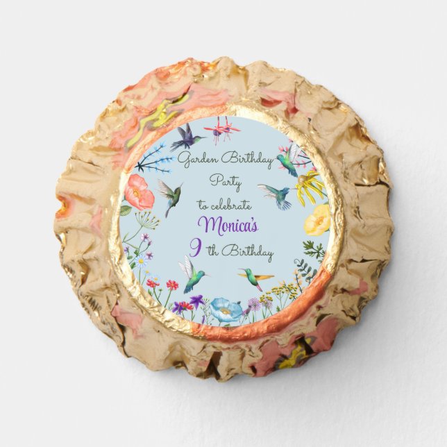 Hummingbirds and Flowery garden birthday party Reese's Peanut Butter Cups (Front)