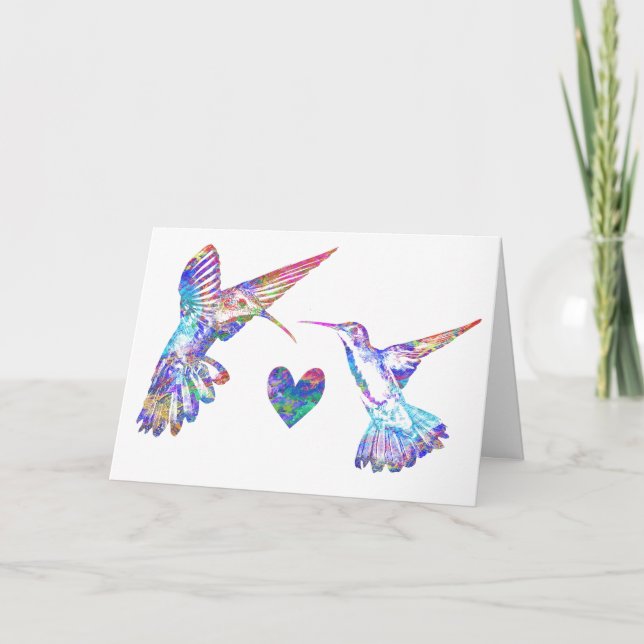 Hummingbirds and Heart Card (Front)
