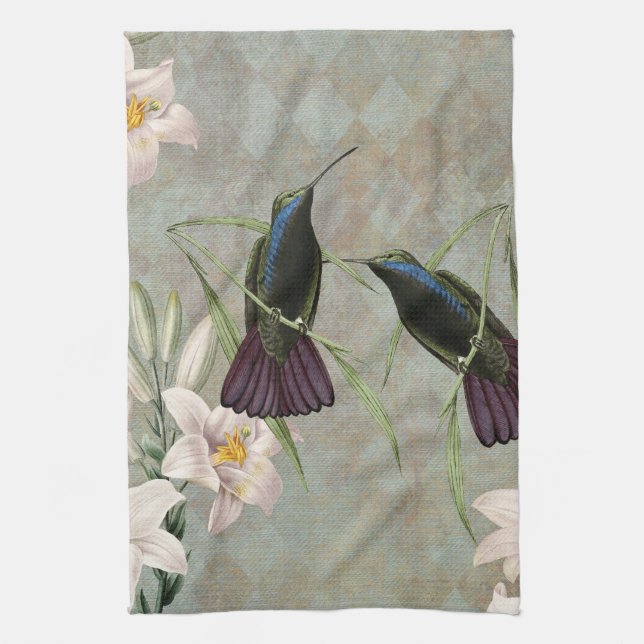 Hummingbirds and Lilies Towel (Vertical)