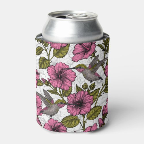 Hummingbirds and pink hibiscus flowers can cooler