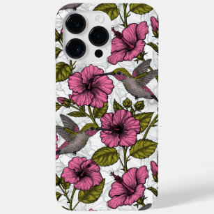Hummingbirds and pink hibiscus flowers Case-Mate iPhone 14 pro max case