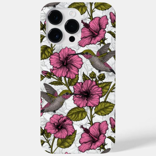 Hummingbirds and pink hibiscus flowers Case_Mate iPhone 14 pro max case