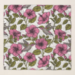 Hummingbirds and pink hibiscus flowers scarf<br><div class="desc">Seamless pattern with hand drawn hummingbirds and hibiscus flowers</div>