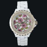 Hummingbirds and pink hibiscus flowers watch<br><div class="desc">Seamless pattern with hand drawn hummingbirds and hibiscus flowers</div>