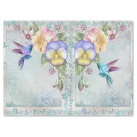 Tropical Flowers, Fruit and Birds Teal Tissue Paper