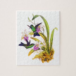 Hummingbirds and Purple Orchids Jigsaw Puzzle