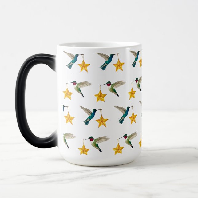 Hummingbirds and Stars Two-Tone Coffee Mug (Left)