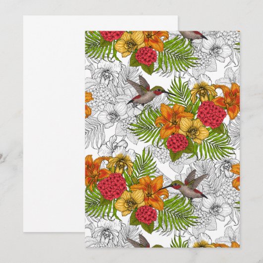 Hummingbirds and tropical bouquet (Front/Back)