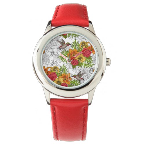 Hummingbirds and tropical bouquet watch