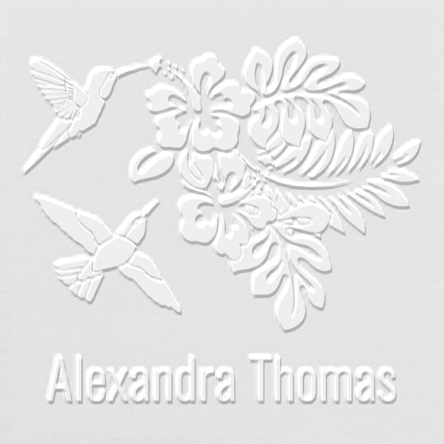 Hummingbirds and Tropical Hibiscuses Floral Name Embosser (Design)