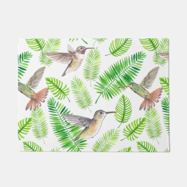 Hummingbirds and tropical leaves doormat (Front)
