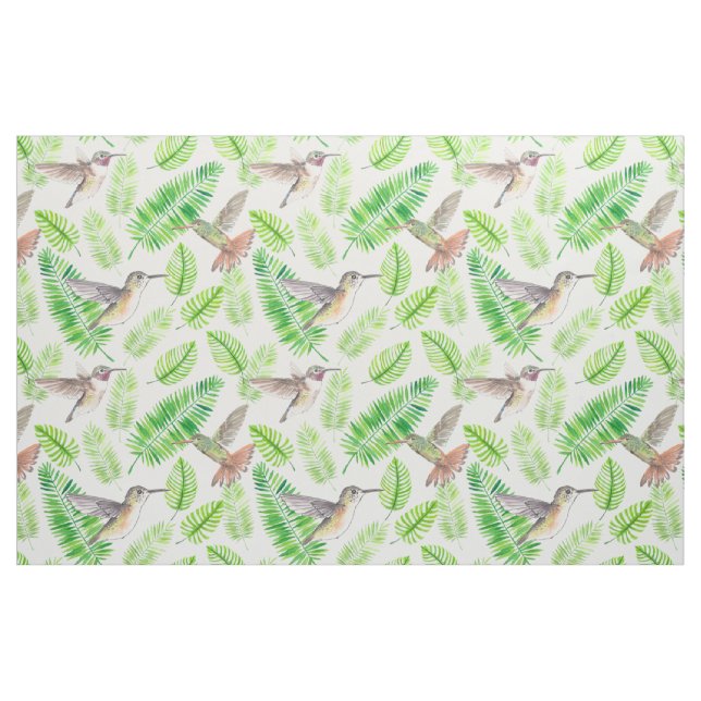 Hummingbirds and tropical leaves fabric (Fat Quarter)