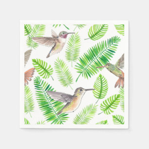 Hummingbirds and tropical leaves napkins