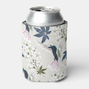 Hummingbirds and white flowers. can cooler